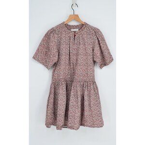 Apiece Apart Grada Mini Dress in Organic Cotton Womens S Abstract Dots Mahogany